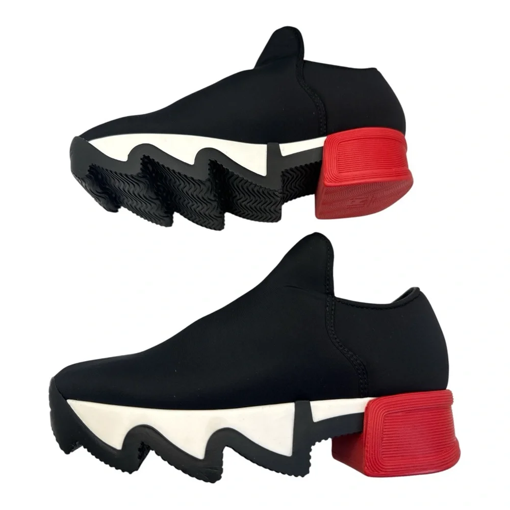 iRi Women's, Black Red Low Top Sneaker, Vegan,‎ Size EU 35 US:5